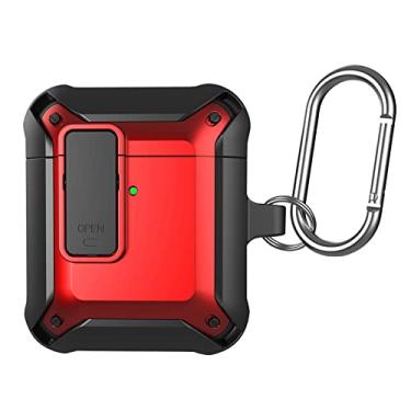 Imagem de ORIbox Capa atualizada à prova de choque projetada para AirPods 1 e AirPods 2, capa protetora completa com trava segura atualizada