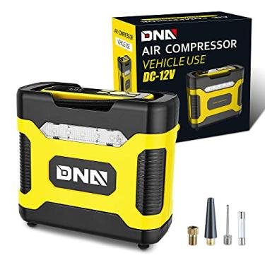 Imagem de DNA MOTORING TOOLS-00211 Compressor de ar portátil digital amarelo 12 V CC com medidor de pressão para carros, bicicletas, motocicletas, bolas