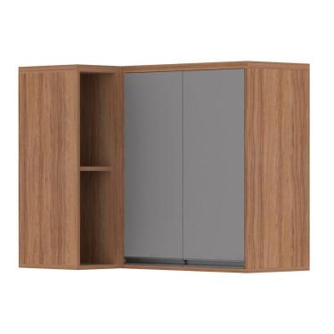 Imagem de Armário Aéreo Canto 95 Cm 2 Portas 1 Prateleira Vanilla Com Cinza