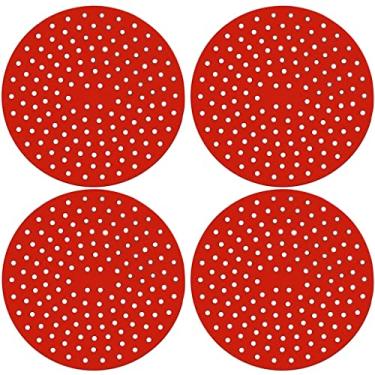 Imagem de Almofada Silicone Para Fogão de Indução Kit 4 Peças Vermelho