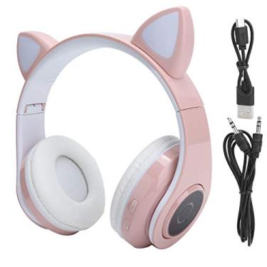 Imagem de Shanrya Bonitos fones de ouvido de material ABS leve desempenho estável fácil de transportar fone de ouvido de música estéreo durável em uso para ouvir música PC (rosa)