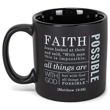 Imagem de Caneca de cerâmica Lighthouse Christian Products tipográfica preta 400 ml, With God All Is Possible, 16 Ounce, 1
