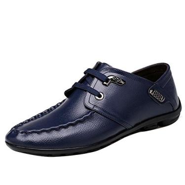 Imagem de Sapato masculino casual de couro formal Gaorui com ponta de asa macia com cadarço EU 38-42, Dark Blue, 8.5