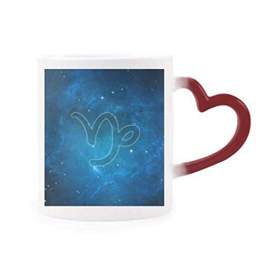Imagem de Noite estrelada Capricórnio Constelação signo do zodíaco Caneca sensível ao calor Copo de grés que muda de cor vermelha