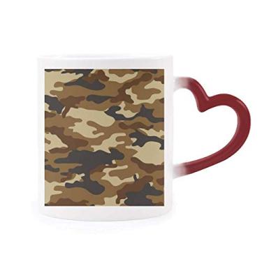 Imagem de Camuflagem Line Art Grain Illustration Pattern Heat Sensitive Mug Red Color Changing Grés Cup