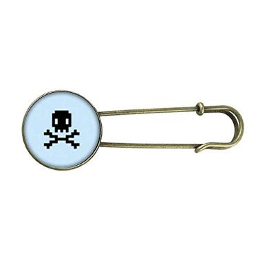 Imagem de Summer Sail Priate Danger Skull Pixel Retro Metal Broche Pin Clip Joias, Broche para Roupa