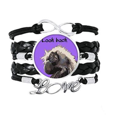 Imagem de OFFbb-USA Pulseira Baboon Wild Papio da Primate, acessório de amor de couro torcido para presente