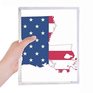 Imagem de Louisiana Mapa dos EUA Estrelas e Listras Bandeira Caderno Folhas Soltas Diário Recarregável Papelaria