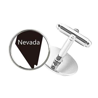 Imagem de DIYthinker Abotoaduras com clipe de botão redondo com mapa dos Estados Unidos da América de Nevada