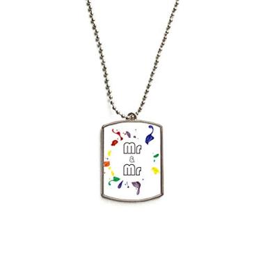Imagem de LGBT Colar de aço inoxidável com pingente de bandeira de arco-íris Mr & Mr