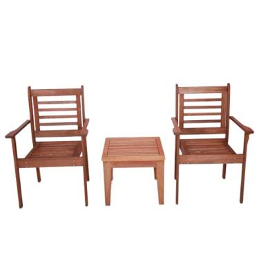 Imagem de Conjunto Cadeiras Poltrona com Mesa de Centro Roma Madeira Maciça