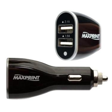 Imagem de Carregador Veicular para celular - 2 saídas USB - 1A e 2.1A - Preto - Maxprint 608221