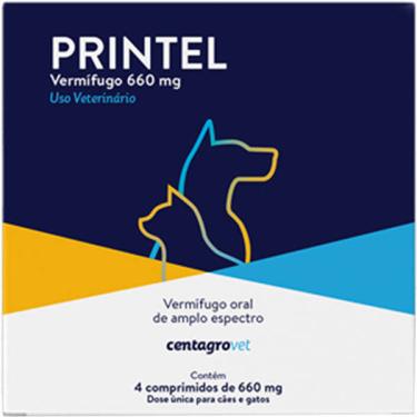 Imagem de Vermífugo Centagro Vet Printel para Cães e Gatos - 4 Comprimidos