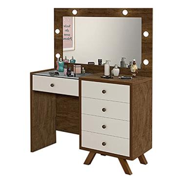 Imagem de Penteadeira Decorativa 4 Gavetas e Porta Jóias com Tampo de Vidro Diana Malbec/Off White - Gran Belo