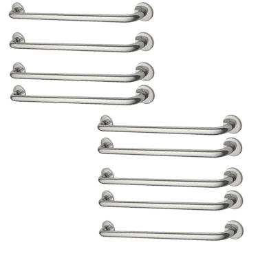 Imagem de Alça de Apoio Barra 70cm Inox Kit 9 Unidades Idoso Acessibilidade Gestante Deficiente S...