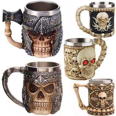 Imagem de Caneca Caveira Vikings Skull Medieval Esqueleto Rica Em Detalhes, P/Bebidas Chopp Hidromel Cerveja (Vikings)