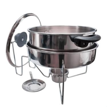 Imagem de Rechaud Panela Banho Maria Buffet Restaurantes Festa Eventos 5 Litros Alumínio com Tampa de Vidro