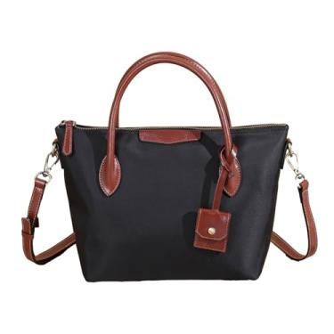 Imagem de Pasta e bolsas de nylon em couro genuíno para mulheres Bolsa de ombro Satchel com alça superior Bolsas de corpo cruzado para senhoras com alça ajustável (A)