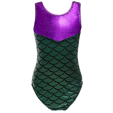 Imagem de SEAUR Collant de ginástica para meninas, roupa de dança, roupa de bicicleta, roupa de ginástica, roupa de ginástica, A sem mangas/verde, 6