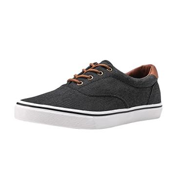 Imagem de Tênis masculino de lona preto cano baixo clássico moderno com palmilha macia casual sapatos masculinos confortáveis sapatos de caminhada, Demin Black, 11