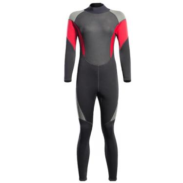 Imagem de Bestgift Roupa de mergulho de uma peça quente catching the sea maiô de inverno feminino surf frio terno vermelho P