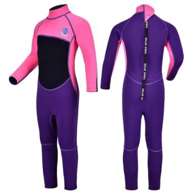 Imagem de REALON Roupa de mergulho infantil para meninas meninos e crianças de 3 mm neoprene para crianças/jovens, roupa de banho térmica de manga curta/longa de 2 mm em água fria com zíper traseiro para mergulho, surfe, jet ski, natação