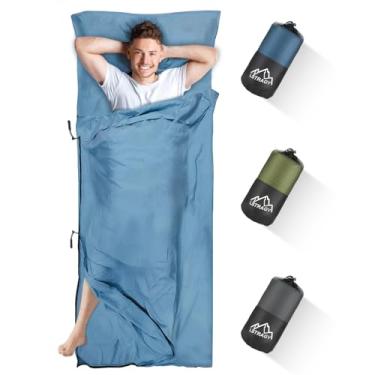 Imagem de LSTRAGY Forro de saco de dormir, saco de dormir adulto atualizado e lençóis de viagem com zíper para os pés, forro de saco de dormir leve e portátil para acampamento - ideal para mochilão, albergues e