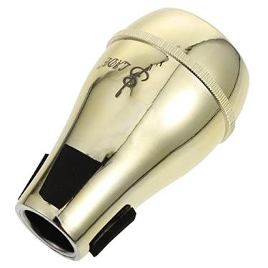 Imagem de Trombone simples mudo alto trombone mudo silenciadores de trombone de plástico instrumento musical Sourdine flugelhorn acessórios para trombone (dourado) silenciador ferramenta de remoção de ruído