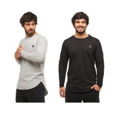 Imagem de KIT COM 02 CAMISETAS LONGLINE MASCULINA WOOKS OVERSIZED MANGA COMPRIDA WC2-PRETO-VERMELHO-EXG-Feminino