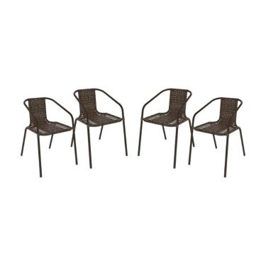 Imagem de Kit 4 Cadeiras De Jardim Junco Sintético Multimóveis Cr8009 Café Mesclado