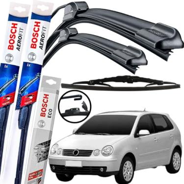 Imagem de Palheta Limpador Parabrisa Bosch Aerofit Par de Palheta Limpadora Dianteiro + Traseiro Vw polo 2002 à 2007