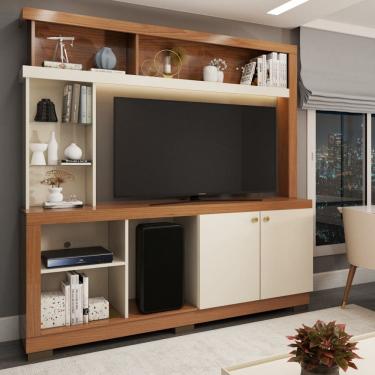 Imagem de Estante para TV Até 50 Polegadas Malbec 2 Portas Freijó/Off White - Pnr Móveis