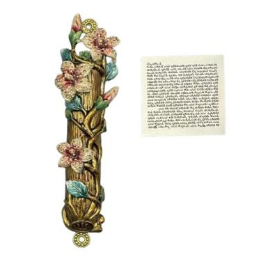 Imagem de Generic Mezuzá para porta artesanato messiânico decoração de casa decorativa fácil de instalar bênção presente de inauguração flor moderna metal