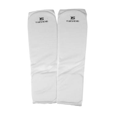 Imagem de Colaxi Caneleiras de muay thai, almofadas de proteção do peito do pé, caneleiras de karatê protetores de pés para luta de kickboxing, branco M