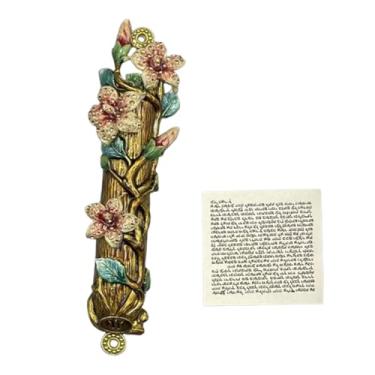 Imagem de Gralara Porta Mezuzah Mezuzah Placa Messiânica Fora Da Casa Arte Da Parede Moderna Decorativa Fácil Instalação Floral Decoração de Casa Metal