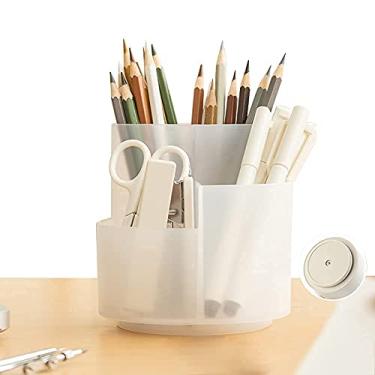 Imagem de Organizador giratório de materiais de arte, porta-canetas, 3 compartimentos, organizador de material escolar para caneta, lápis de cor, pincéis de arte, caixa de armazenamento de mesa em sala de aula