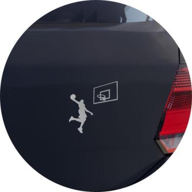 Imagem de Adesivo de Carro Basquete Enterrada de Atleta - Cor Prata - Melhor Ade