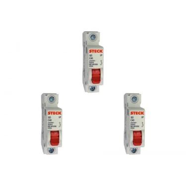 Imagem de Kit C/3 - Disjuntor Steck ''Din'' Unipolar 40A. C