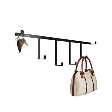 Imagem de Cabideiro Industrial Decorativo Ferro Preto 65x16x5cm - RDS Metalúrgic