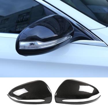 Imagem de Tumukiw 2 peças de guarnições de capa de espelho retrovisor de carro compatíveis com Mercedes Benz C E S GLC Class W205 W213 X253 W222 capa protetora de espelho retrovisor lateral do carro acessórios