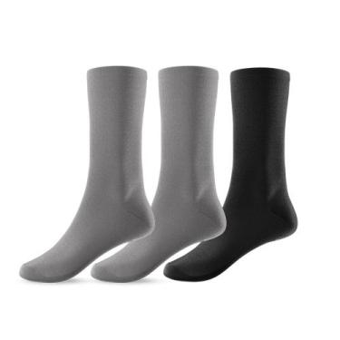 Imagem de Kit 3 Pares de Meias Cano Alto 36 ao 46 Unissex - Life, Cinza, Preto, 