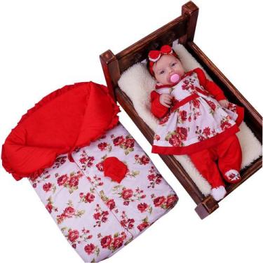 Imagem de Saída de Maternidade 100% Algodão Inverno Charmosinha Floral com Porta