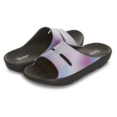 Imagem de Floopi Sandália feminina leve para mulheres, sandália esportiva feminina com suporte de arco, chinelos de praia à prova d'água para mulheres, Tie Dye roxo, 38