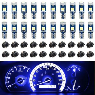 Imagem de Hbxdeco 20 peças de luzes LED T5 para painel de carro com soquete de trava giratória, substituição de lâmpada alta 3030-3SMD, luz LED super brilhante para painel de instrumentos painel indicador de