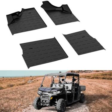 Imagem de HAKA TOUGH Tapetes de chão para acessórios Can Am Defender Max 2016-2024, tapetes de borracha com design antiderrapante, forros de piso para acessórios Can-Am Defender MAX HD7 HD8 HD9 HD10, 4 peças