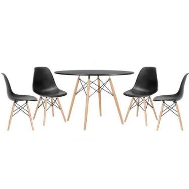 Imagem de Kit - Mesa Redonda Eames 120 Cm Preto + 4 Cadeiras Eiffel Dsw Preto