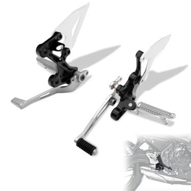 Imagem de FOVPLUE Kit de apoio para os pés do motorista dianteiro, pinos de pé do motociclista + alavanca de câmbio de marchas/pedal de freio + suportes de pedal + haste de câmbio de marchas + aletas de