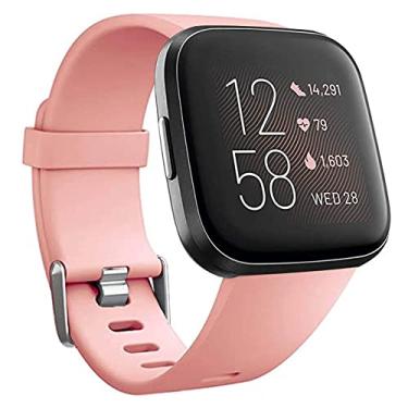 Imagem de Pulseiras de substituição compatíveis com Fitbit Versa/Versa 2/Versa Lite, pulseira de silicone ajustável clássica acessório pulseiras fitness para mulheres e homens, pequena e grande