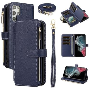 Imagem de Furiet Capa carteira para Samsung Galaxy S24 Ultra 5G com alça de pulso, alça de ombro mais de 10 porta-cartões de couro PU de luxo flip suporte com zíper bolsa para celular para S24Ultra 24S S 24