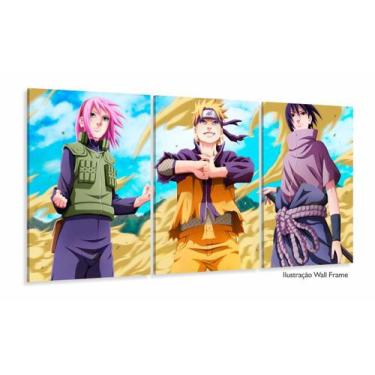 Imagem de Quadro Sakura Naruto Sasuke mosaico 3 peças 120x60 - Wall Frame